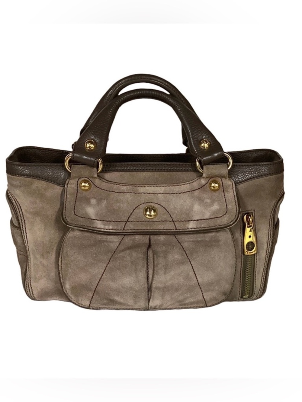 CELINE DISTRESSED SUEDE BROWN/MOCHA "BOOGIE" BAG WITH DUST BAG AND ORIGINAL TAGS